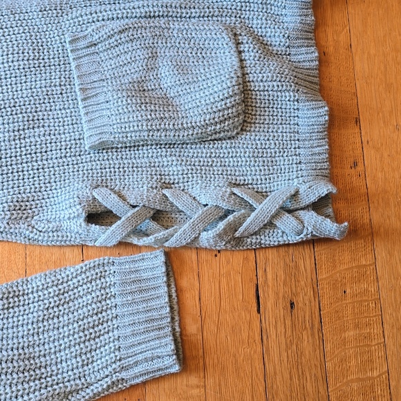 LOVE ELLIE Audra Side Lace Up Detail Textured Cardigan, Sage Green, Women's L - Picture 4 of 12